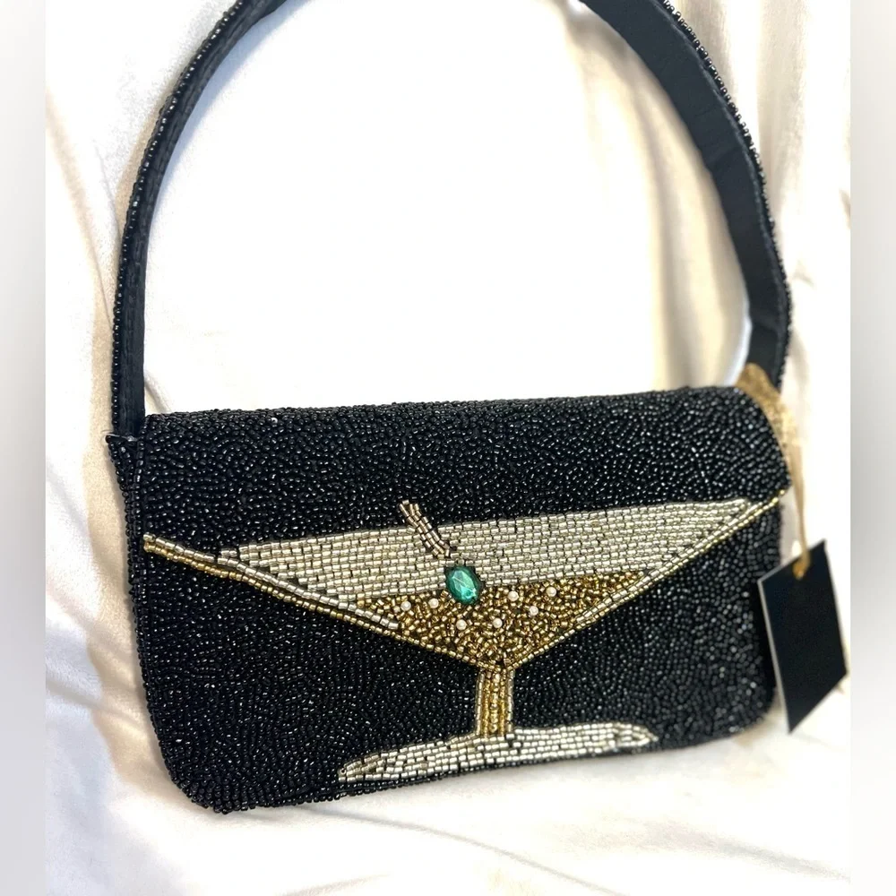 🍸🍸MADE IN INDIA STUNNING VIRAL HANDCRAFTED BEADED MARTINI BAG🍸🍸NWT